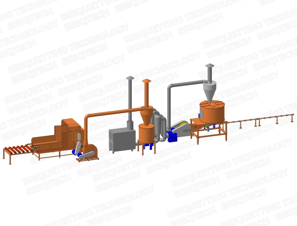 Linie brichetare rapita-paie, brichete 300-400 kg/ora